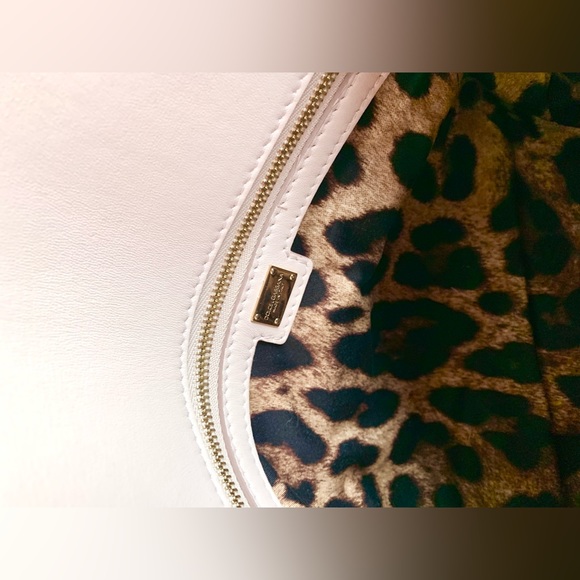 DOLCE & GABBANA MISS DOLCE PINK RAFFIA CRYSTAL LEATHER HANDBAG - Picture 9 of 14